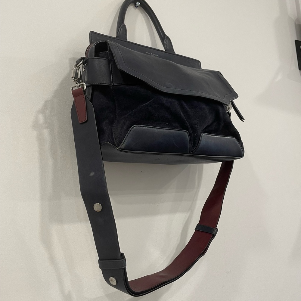 Rag & Bone Navy Blue Suede and Leather Bag